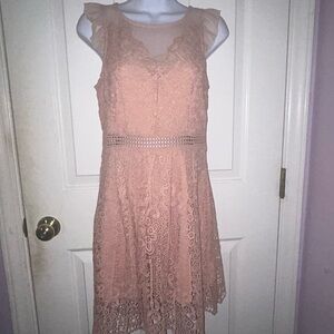 Lace Midi Dress in Blush